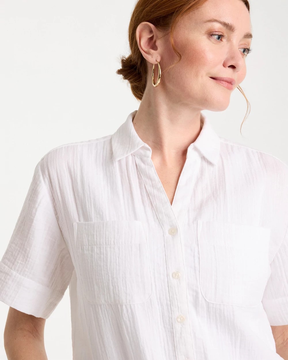 Cotton Gauze Camp Shirt Alabaster - Chico's