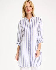 Linen Metallic Striped Duster Shirt Alabaster - Chico's