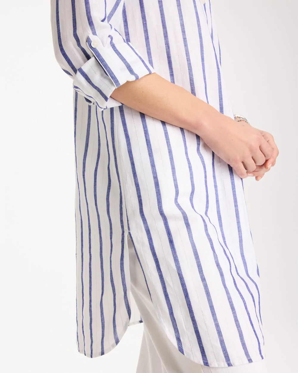 Linen Metallic Striped Duster Shirt Alabaster - Chico's