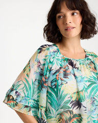 Printed Georgette Swing Blouse Topanga Green - Chico's