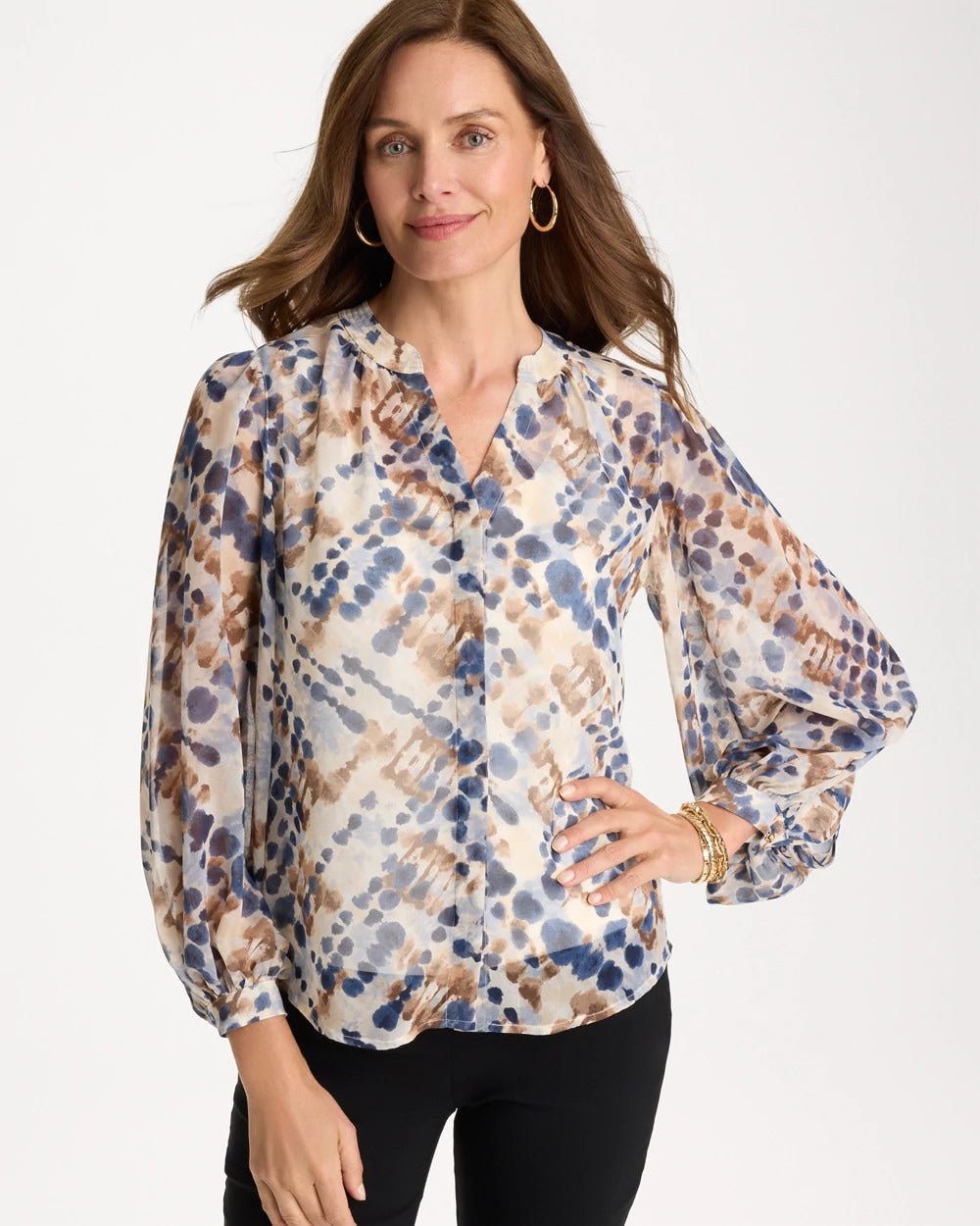 Georgette Printed Blouse Passport Blue - Chico's