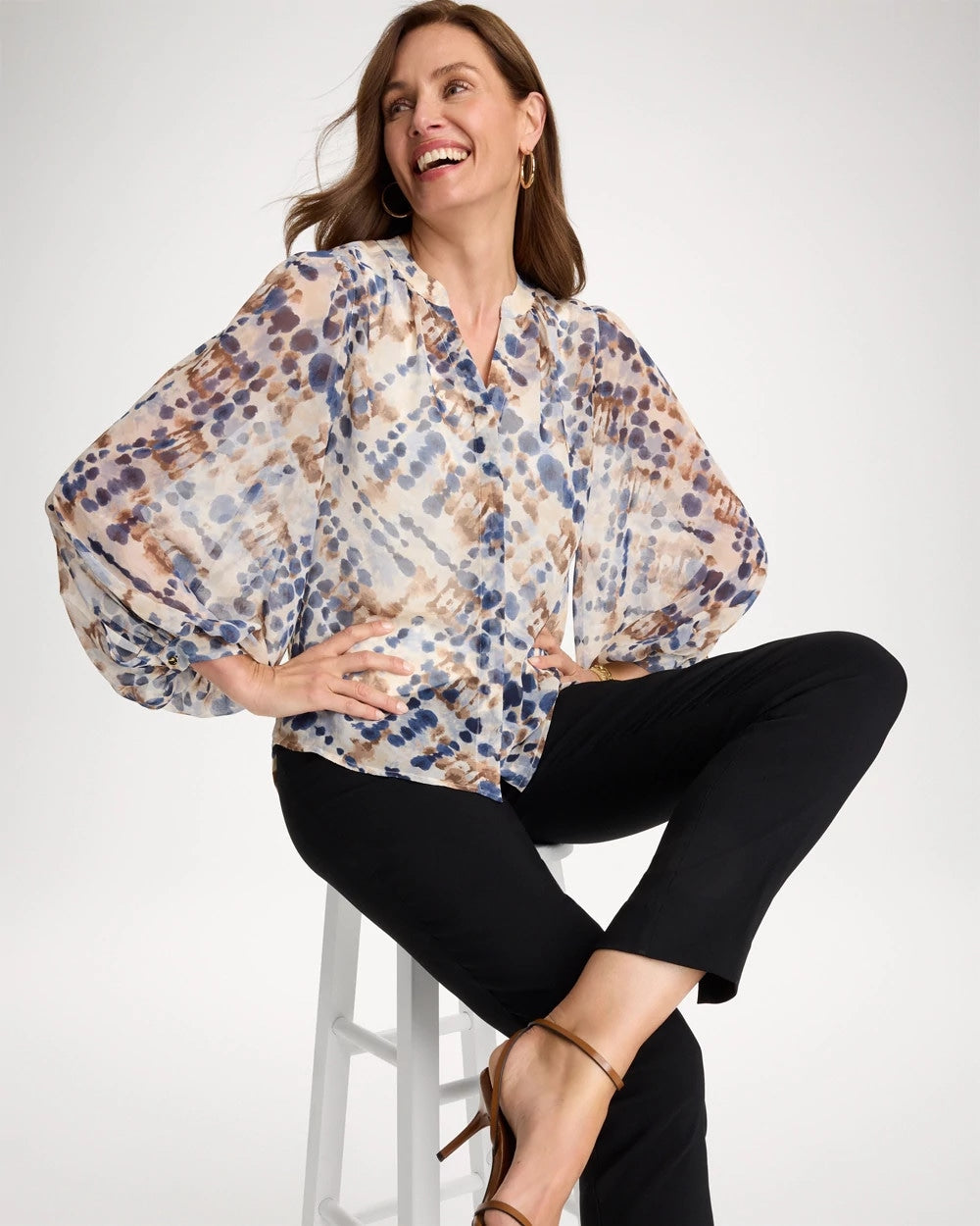 Georgette Printed Blouse Passport Blue - Chico's