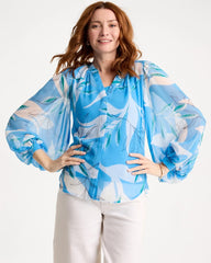Georgette Printed Blouse Blue Tide - Chico's