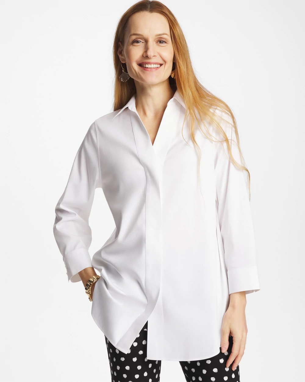 No Iron™ Stretch Splitneck Tunic Optic White - Chico's