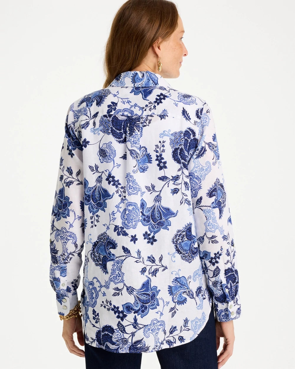 No Iron™ Linen Bloom Shirt Amparo Blue - Chico's