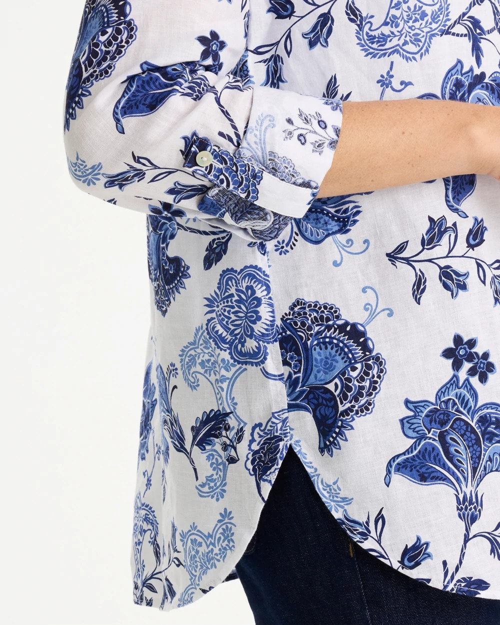 No Iron™ Linen Bloom Shirt Amparo Blue - Chico's