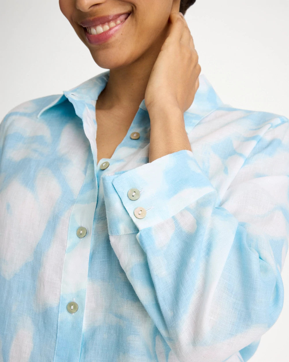 Tie-Dye No Iron Linen Shirt Blue Haven - Chico's
