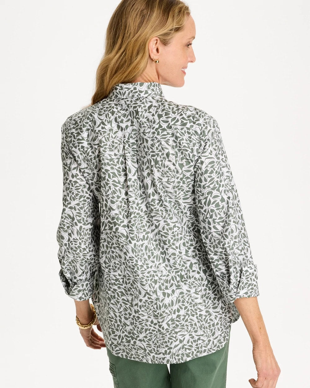 Printed No Iron Stretch Shirt Kelp Forest - Chico's