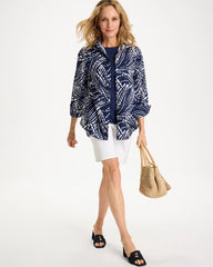 Printed No Iron Stretch Shirt Passport Blue - Chico's