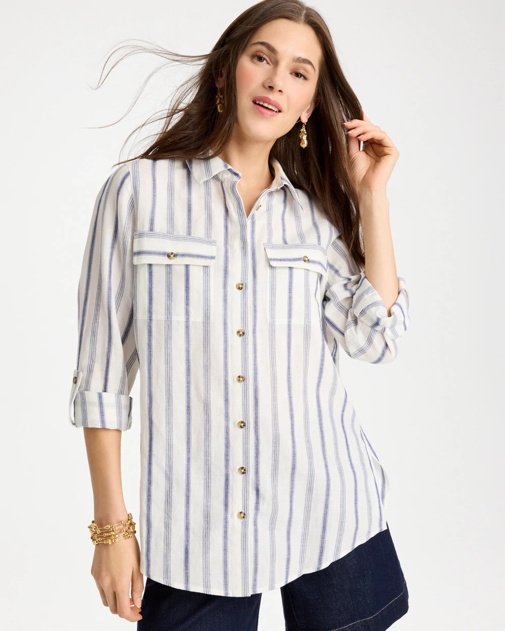 Linen-Cotton Utility Tunic Indigo - Chico's