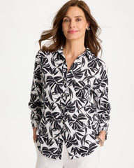 No Iron™ Linen Palm Shirt Black - Chico's