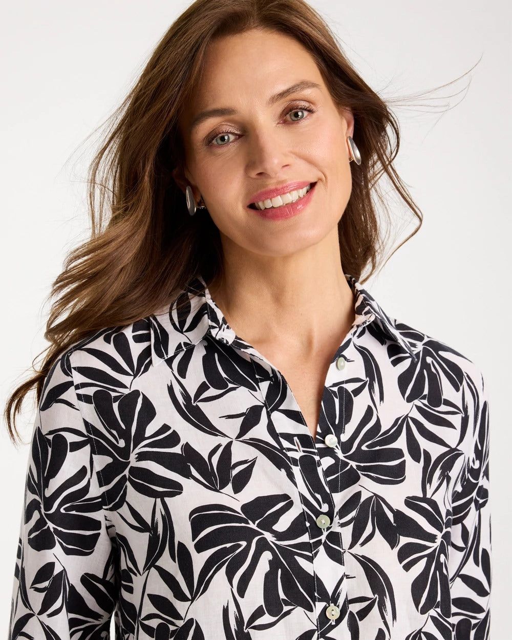 No Iron™ Linen Palm Shirt Black - Chico's