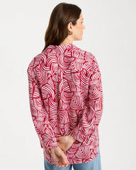 No Iron™ Linen Geo Print Shirt Cherry Lush - Chico's