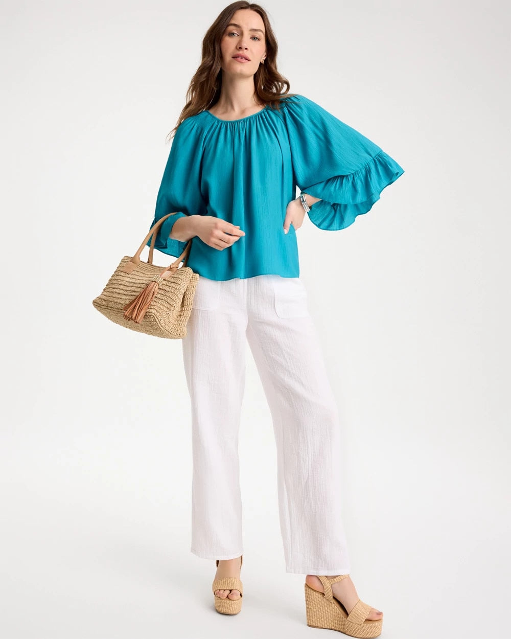 Georgette Swing Blouse Lagoon Blue - Chico's