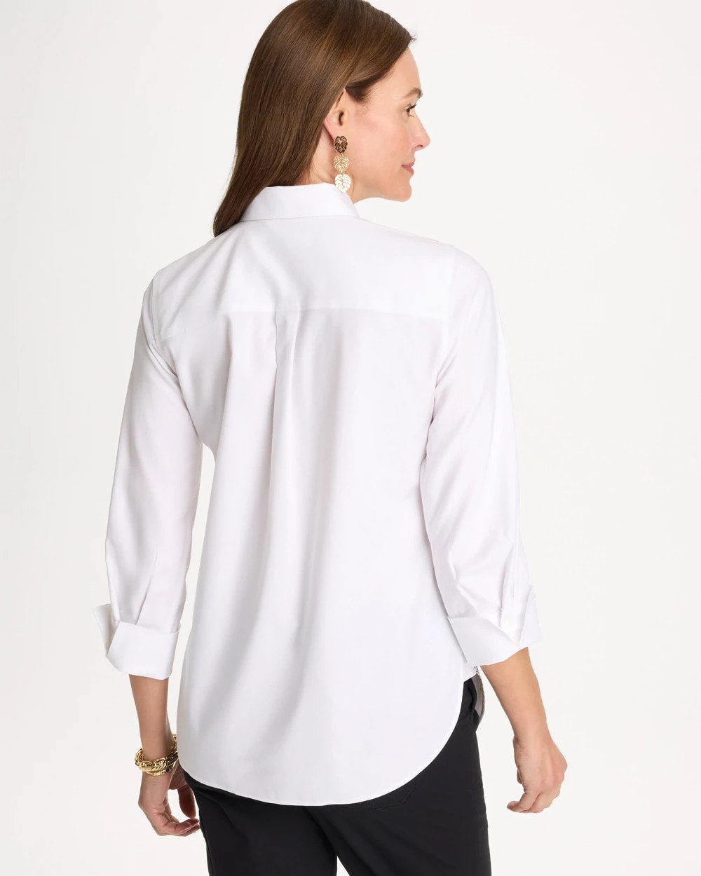 Placed Print No Iron Stretch Shirt Optic White - Chico's