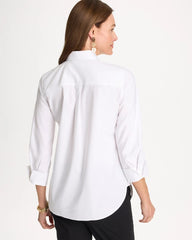 Placed Print No Iron Stretch Shirt Optic White - Chico's