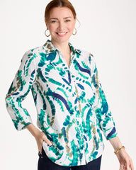 No Iron™ Athena Dye Linen Shirt Passport Blue - Chico's
