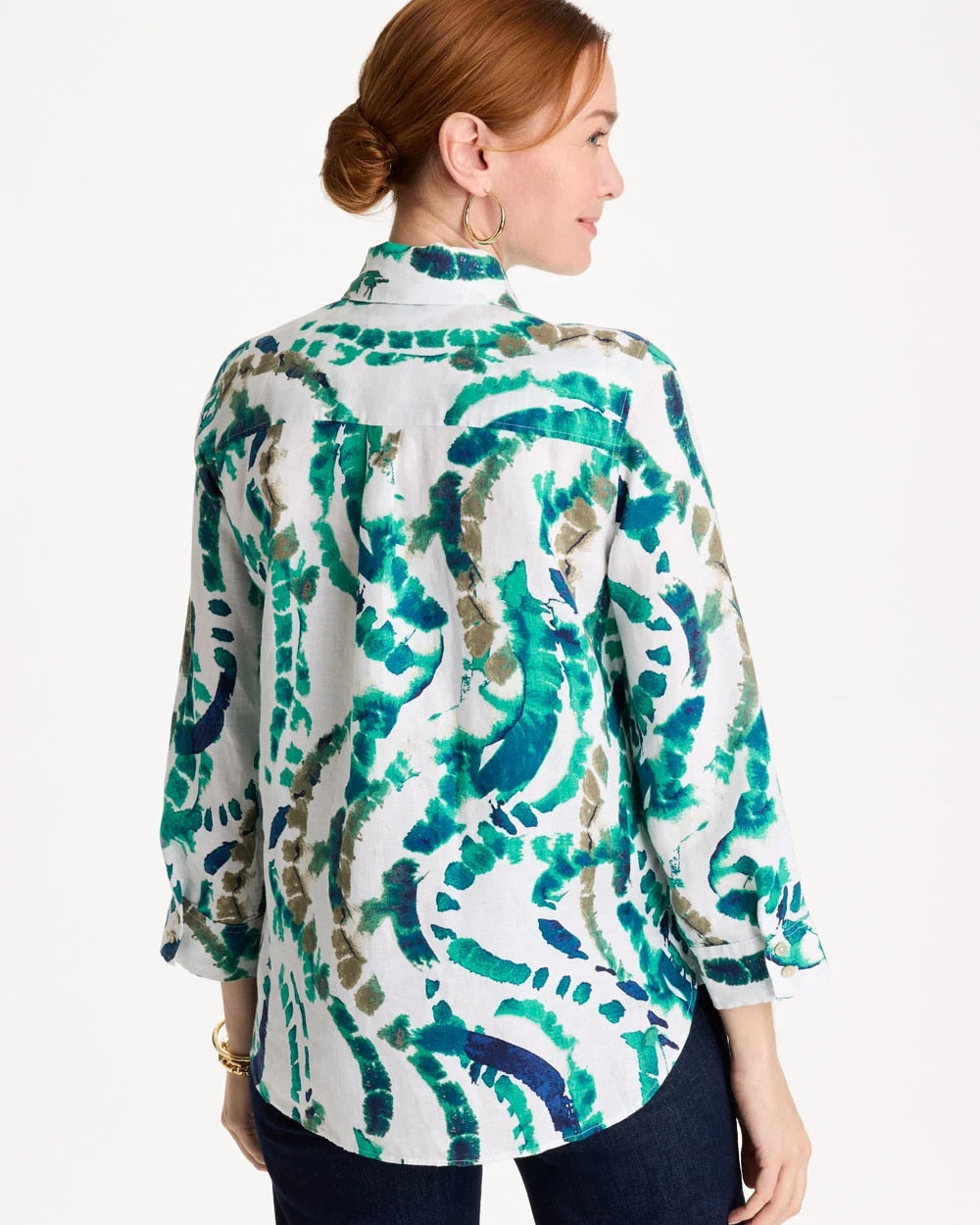 No Iron™ Athena Dye Linen Shirt Passport Blue - Chico's