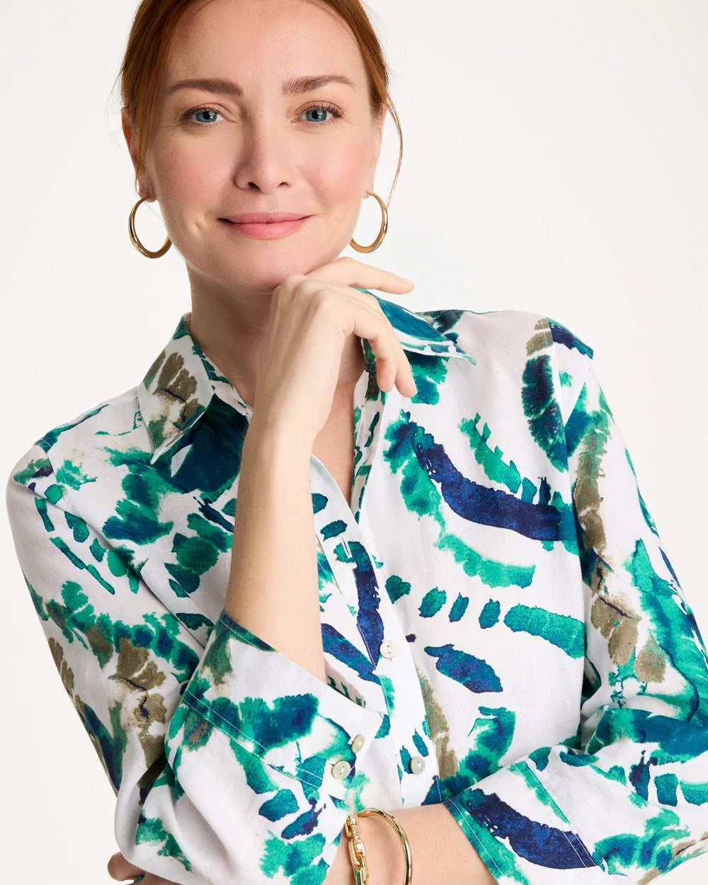 No Iron™ Athena Dye Linen Shirt Passport Blue - Chico's