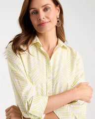Chevron No Iron Stretch Shirt Soft Lime - Chico's