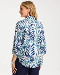 Palm No Iron Stretch Shirt Passport Blue - Chico's