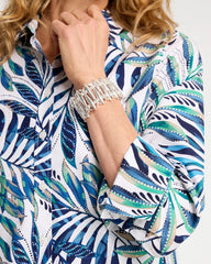 Palm No Iron Stretch Shirt Passport Blue - Chico's