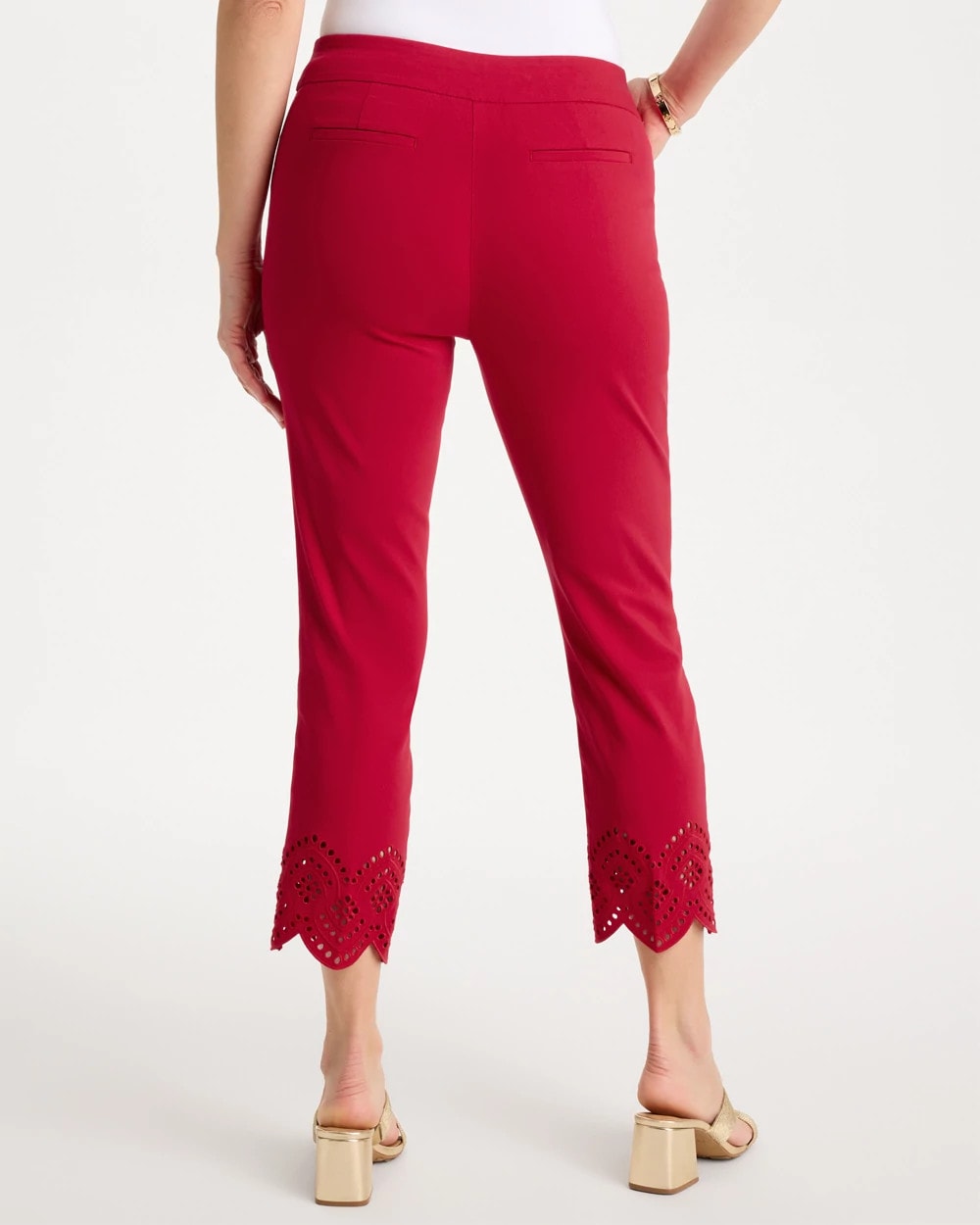Petite Brigitte™ Slim Scalloped Ankle Pants Cherry Lush - Chico's