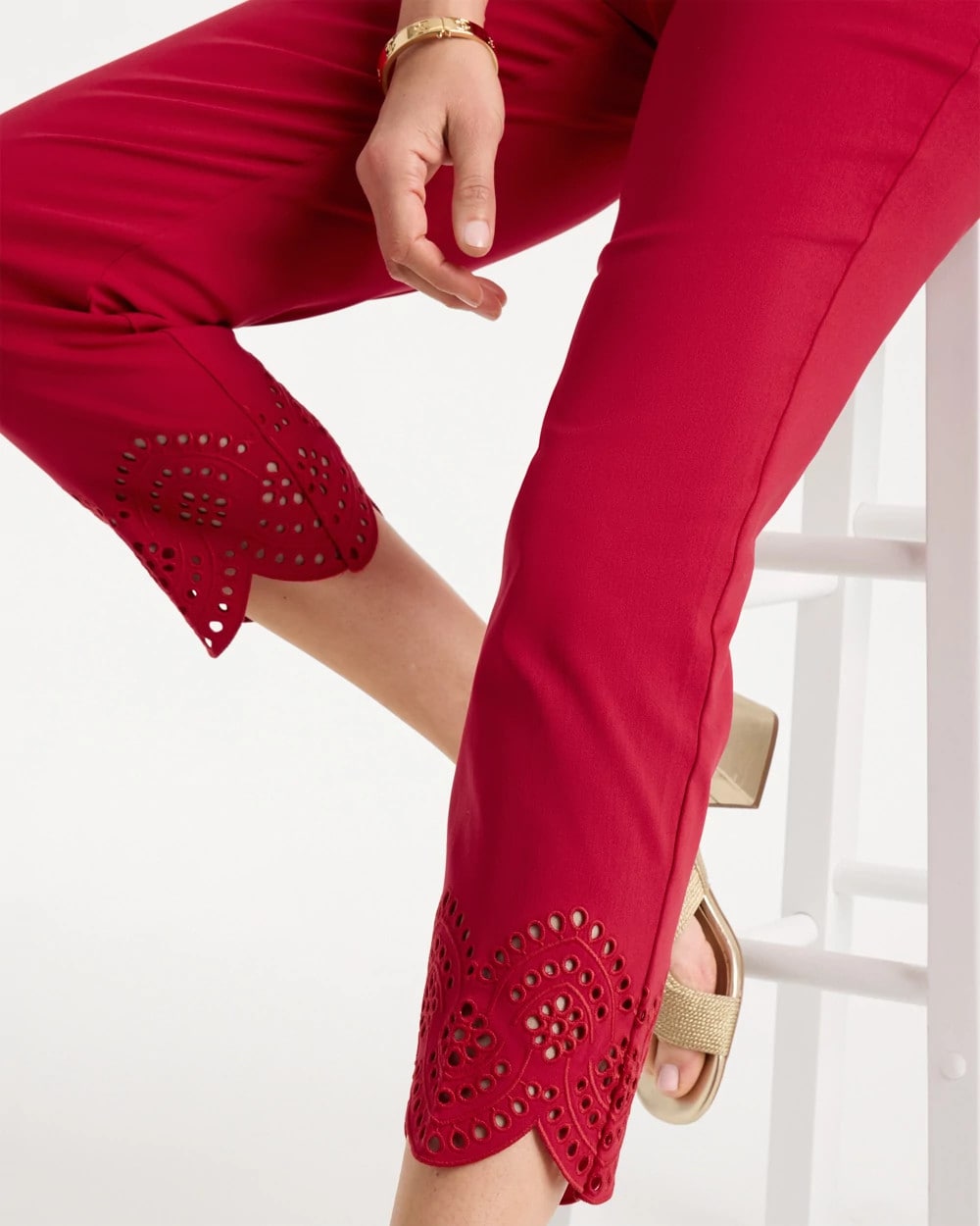 Petite Brigitte™ Slim Scalloped Ankle Pants Cherry Lush - Chico's