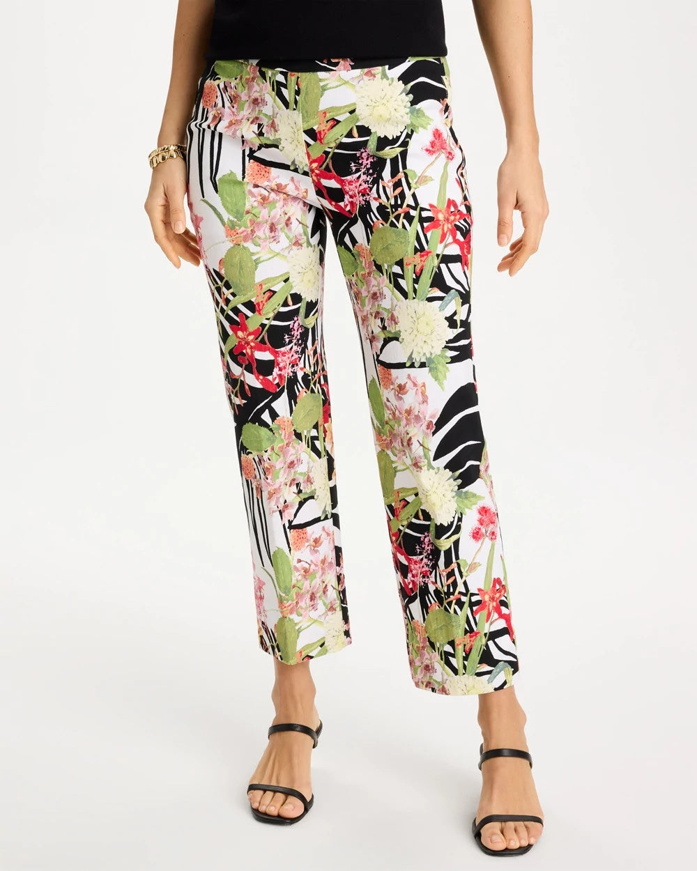Tropical Nights Brigitte™ Straight Crop Pant Black - Chico's