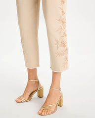 Relaxed Embroidered Fray Crop Pant Pale Sand - Chico's