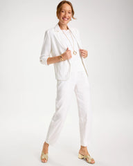 Soft-Stretch Linen Straight Tapered Ankle Pants Alabaster - Chico's