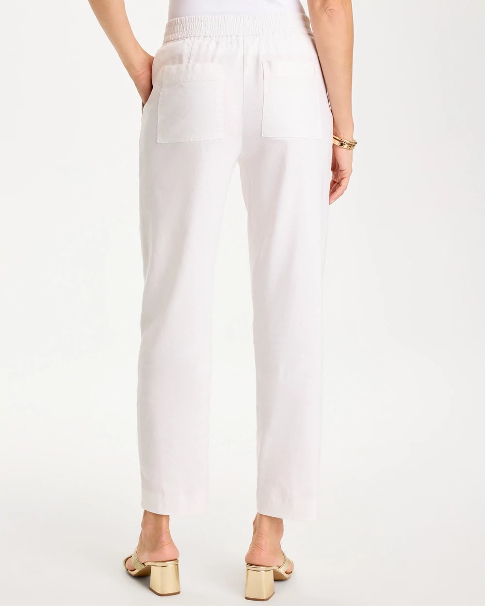 Soft-Stretch Linen Straight Tapered Ankle Pants Alabaster - Chico's