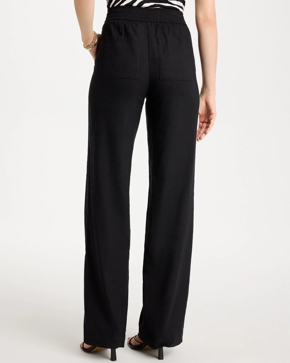 Pull-On Wide-Leg Linen Pants Black - Chico's