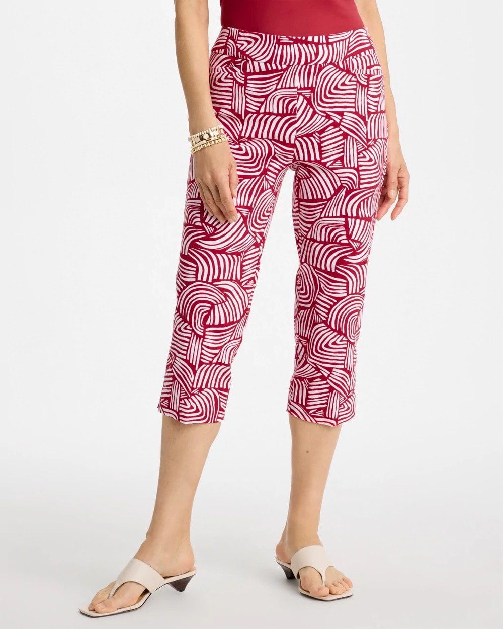 Brigitte™ Slim Geo Pull-On Capri Pant Cherry Lush - Chico's