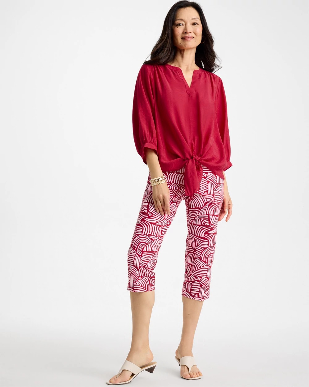 Brigitte™ Slim Geo Pull-On Capri Pant Cherry Lush - Chico's