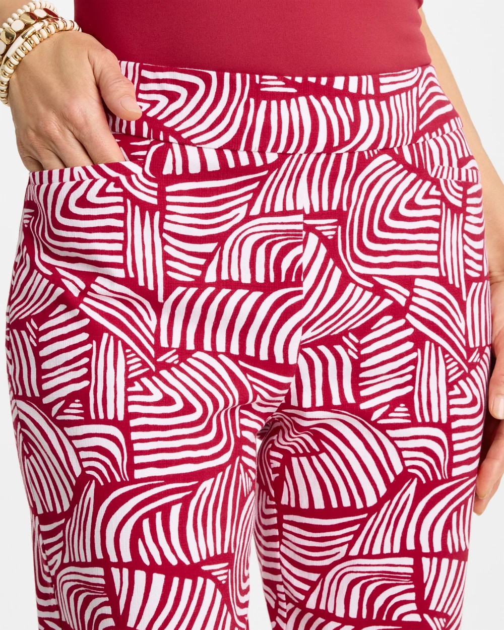 Brigitte™ Slim Geo Pull-On Capri Pant Cherry Lush - Chico's