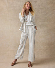 Striped Piped Linen Fly Front Pants Neutral - Chico's