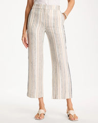 Striped Piped Linen Fly Front Pants Neutral - Chico's