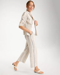 Striped Piped Linen Fly Front Pants Neutral - Chico's
