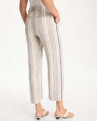 Striped Piped Linen Fly Front Pants Neutral - Chico's