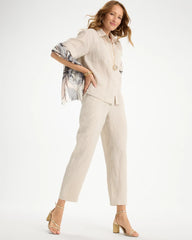 Linen Straight Tapered Ankle Pants Oatmeal - Chico's