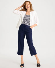 Linen Fly Front Pants Passport Blue - Chico's