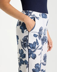Piped Linen Fly Front Pants Passport Blue - Chico's