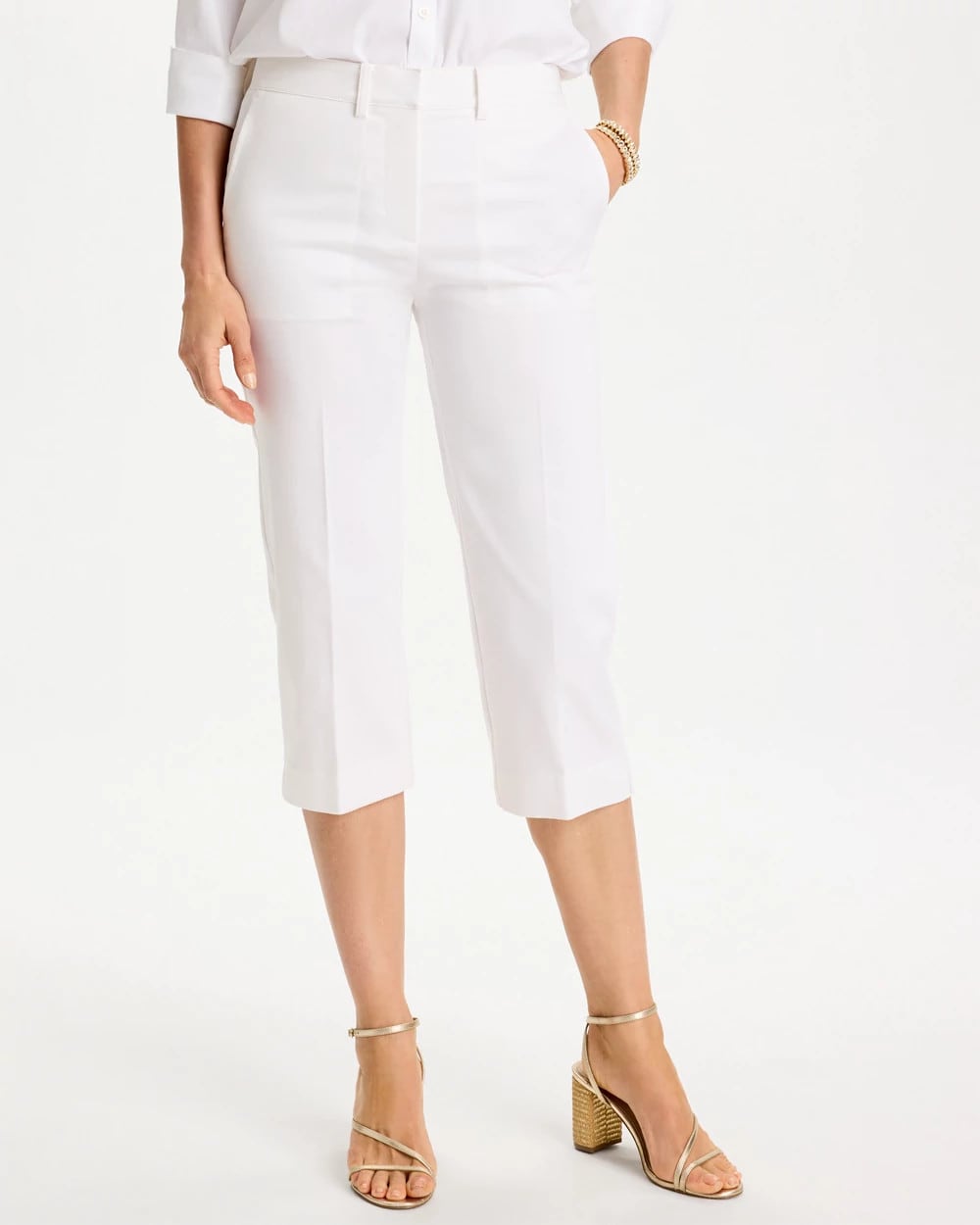 Emme Sateen Straight Capri Pants Alabaster - Chico's