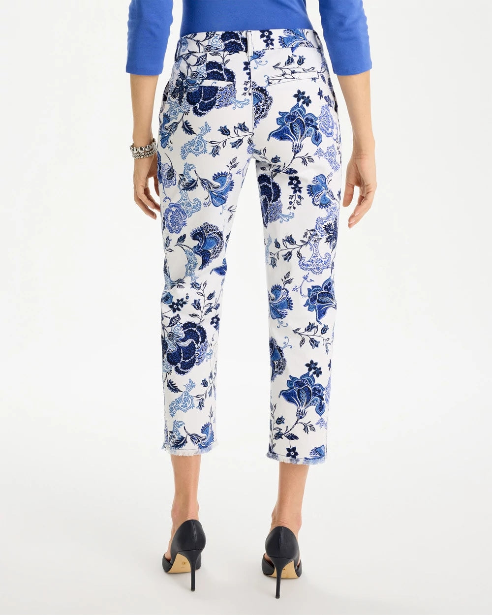 Printed Relaxed Boyfriend Chino Fray Crop Pants Alabaster - Chico's