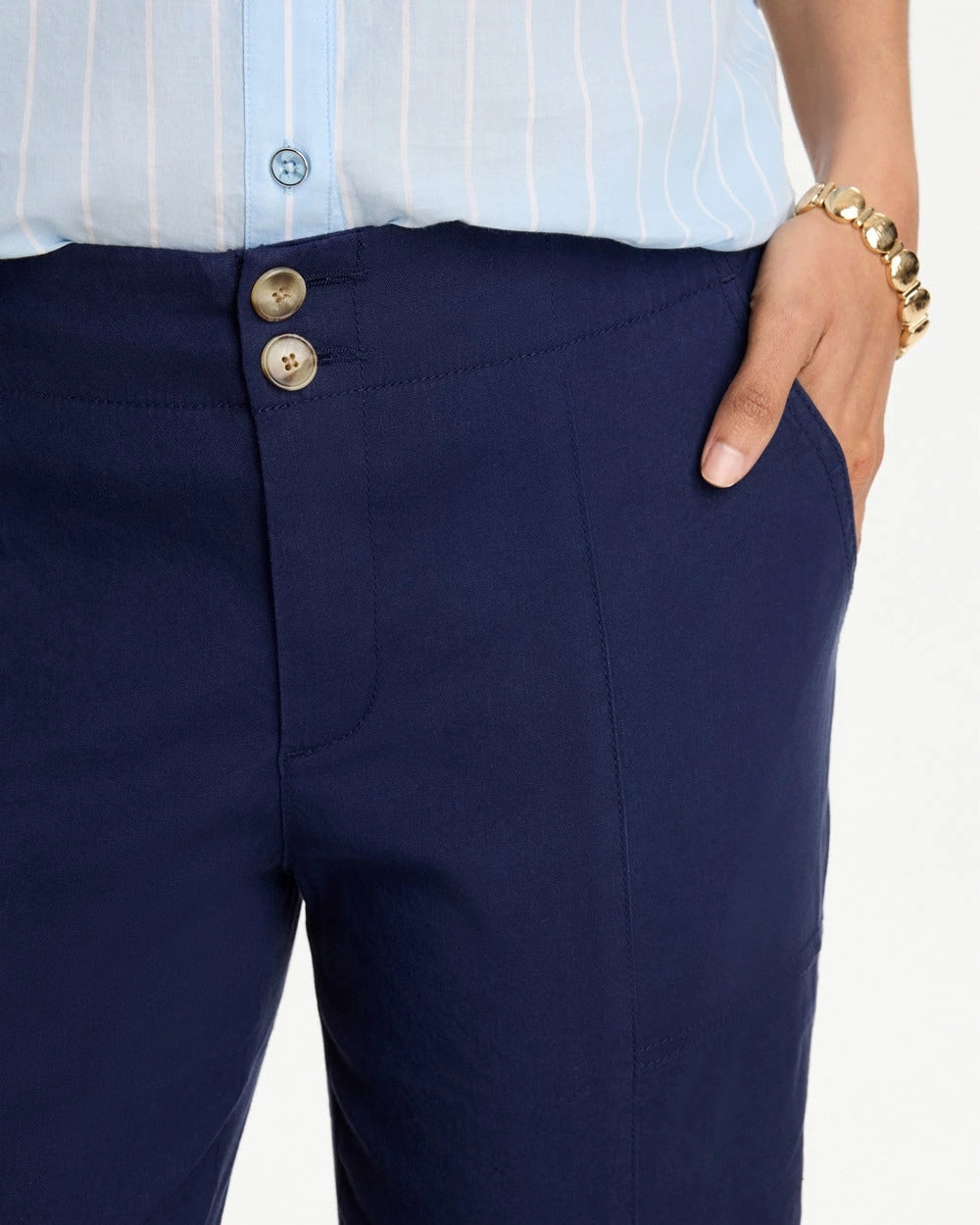 Relaxed Linen Crop Pant Passport Blue - Chico's