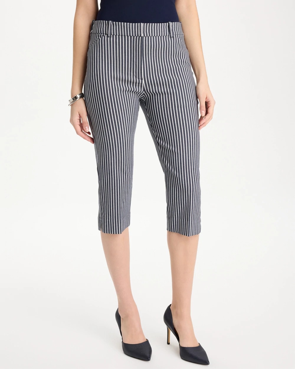 Emme Slim Striped Capri Pants Indigo - Chico's