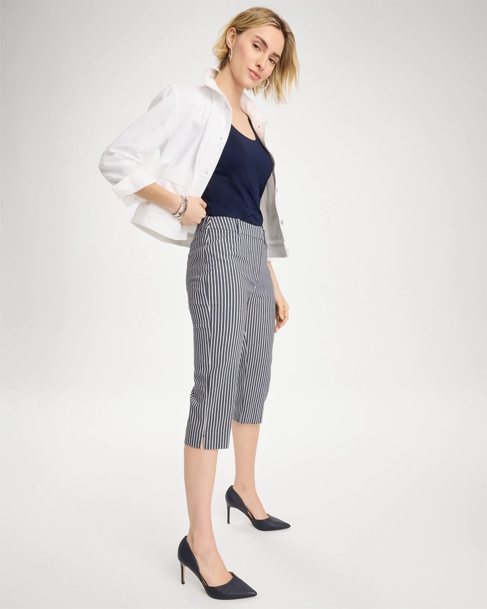 Emme Slim Striped Capri Pants Indigo - Chico's