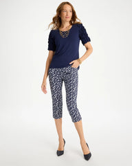 Brigitte™ Slim Printed Pull-On Capri Pant Passport Blue - Chico's