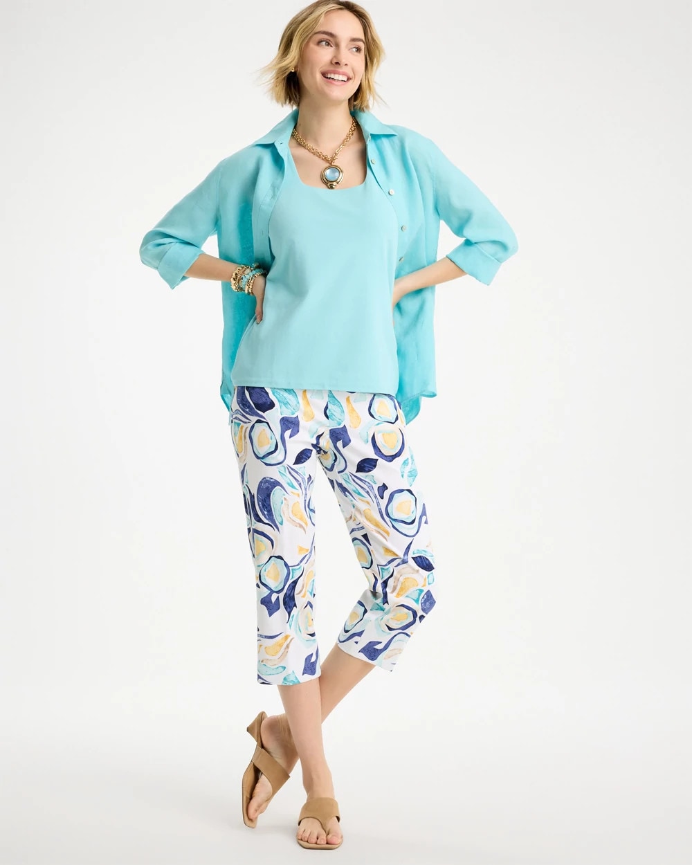 Brigitte™ Slim Handpainted Pull-On Capri Passport Blue - Chico's